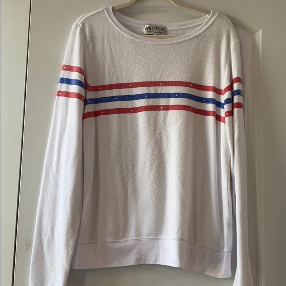 red and blue striped sweater top